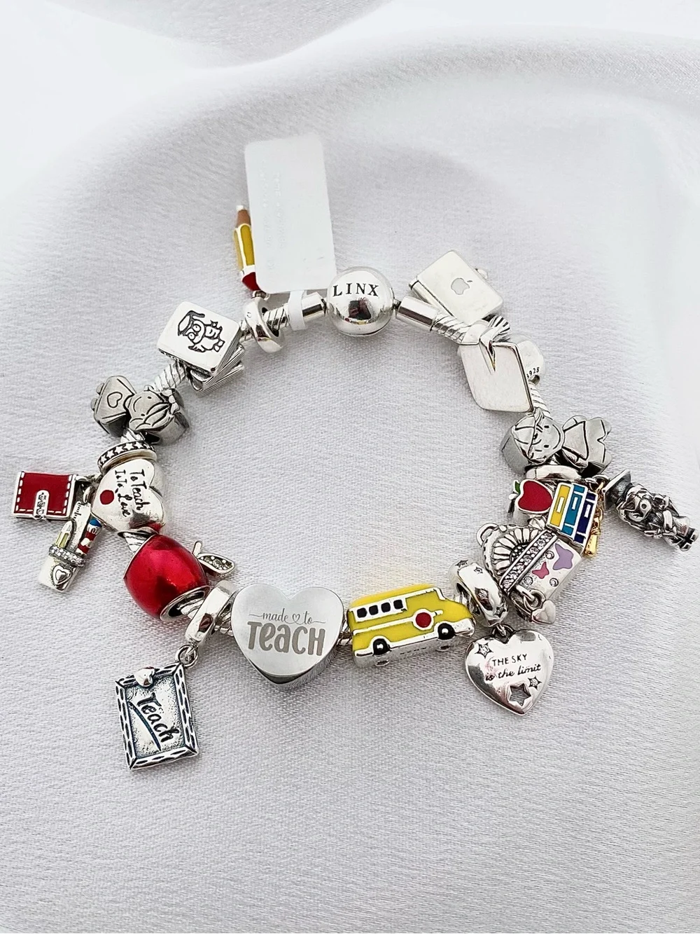 Linx Snake Chain Bracelet with Personalized Teacher Themed Charms